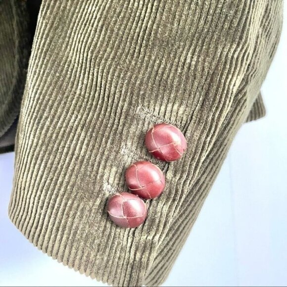 Moschino Cheap and Chic Olive Green Corduroy with Leather Bow Accent Blazer US 8 - Picture 6 of 9